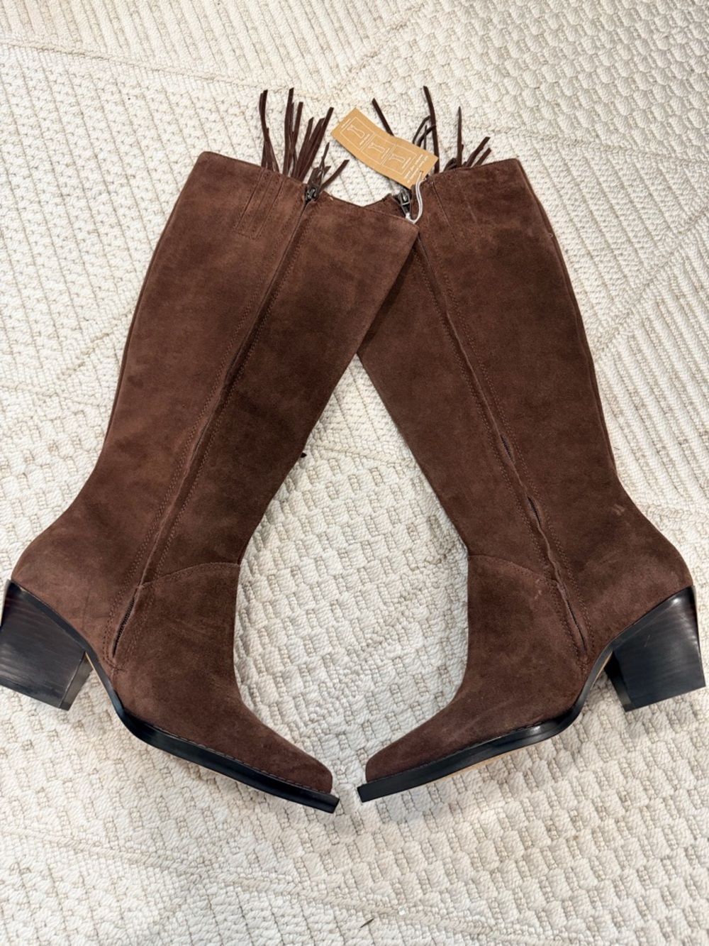 Dolce Vita Women's Brown Wide Calf Roley Fringe Western Boot - Picture 3 of 7